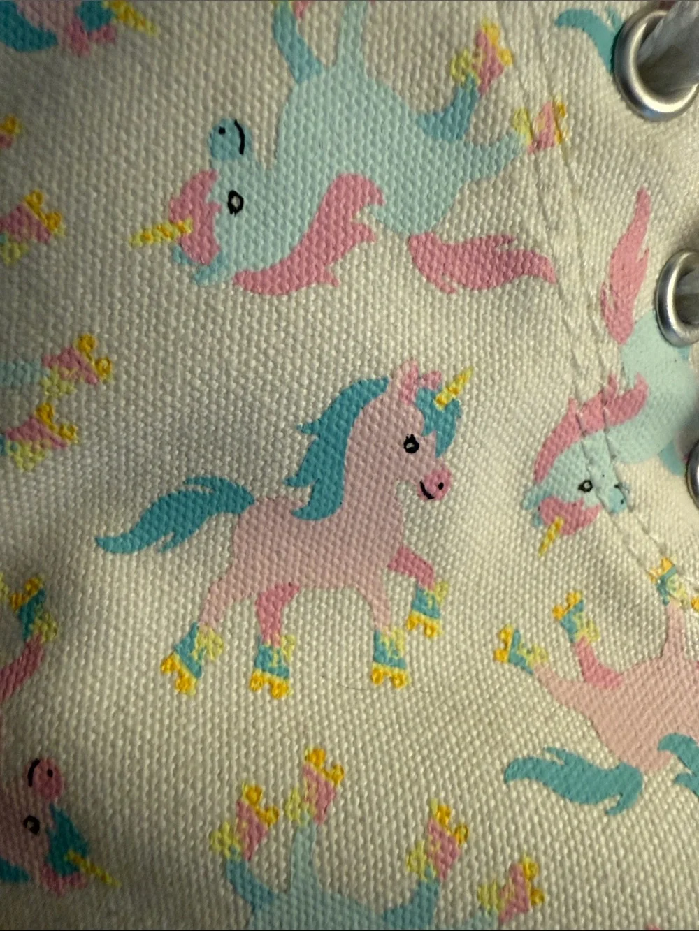 Converse Kids High-Top Sneakers in White with Pink & Teal Unicorns